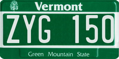 VT license plate ZYG150