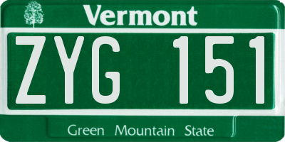 VT license plate ZYG151