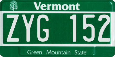 VT license plate ZYG152