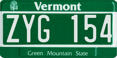 VT license plate ZYG154
