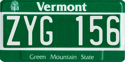 VT license plate ZYG156