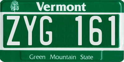 VT license plate ZYG161