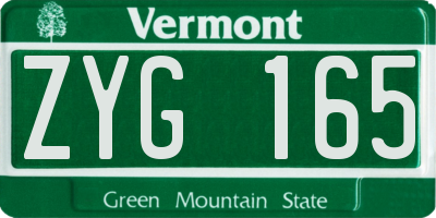VT license plate ZYG165