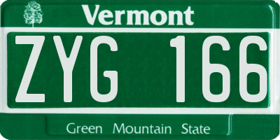 VT license plate ZYG166