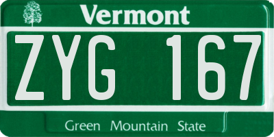 VT license plate ZYG167