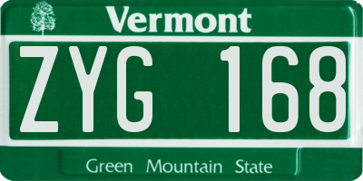 VT license plate ZYG168
