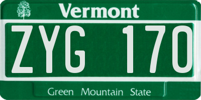 VT license plate ZYG170
