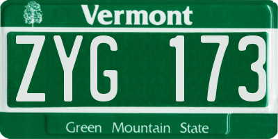 VT license plate ZYG173
