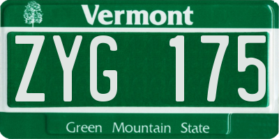 VT license plate ZYG175