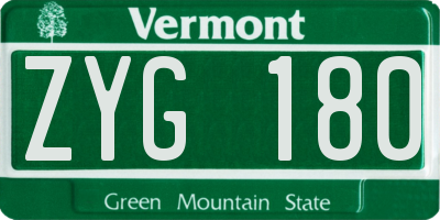 VT license plate ZYG180