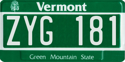 VT license plate ZYG181