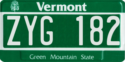 VT license plate ZYG182
