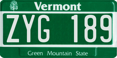 VT license plate ZYG189