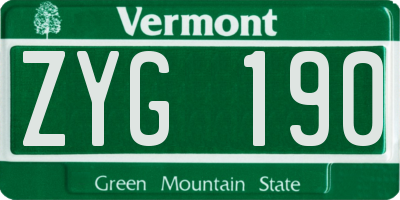 VT license plate ZYG190