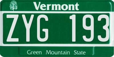 VT license plate ZYG193