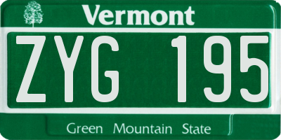 VT license plate ZYG195