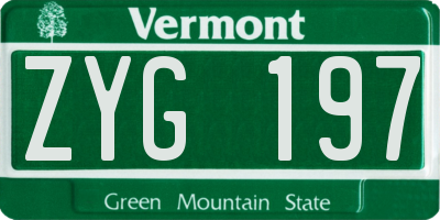VT license plate ZYG197