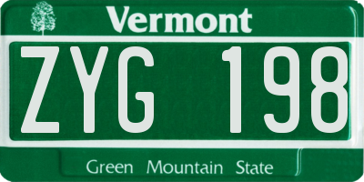 VT license plate ZYG198