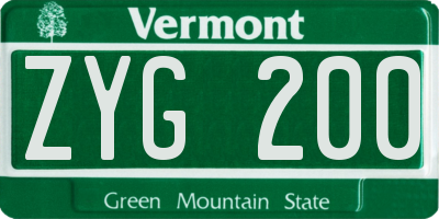 VT license plate ZYG200