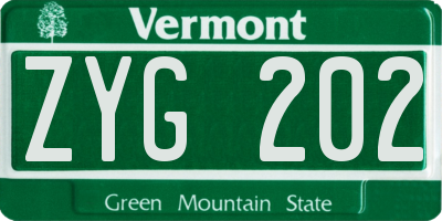 VT license plate ZYG202
