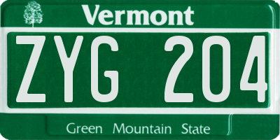 VT license plate ZYG204