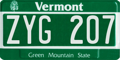 VT license plate ZYG207