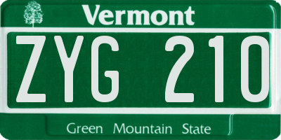 VT license plate ZYG210