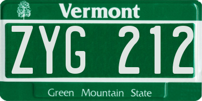 VT license plate ZYG212
