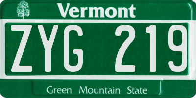 VT license plate ZYG219