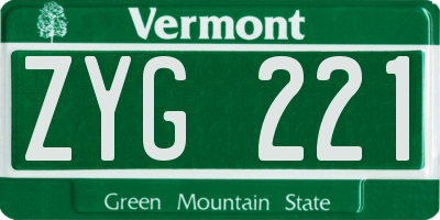 VT license plate ZYG221