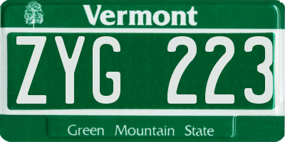 VT license plate ZYG223