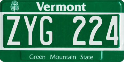 VT license plate ZYG224