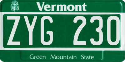 VT license plate ZYG230