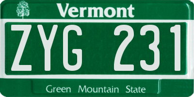 VT license plate ZYG231