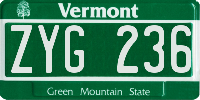 VT license plate ZYG236
