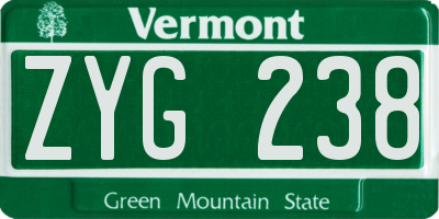 VT license plate ZYG238