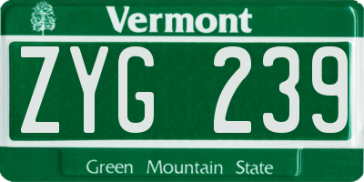 VT license plate ZYG239