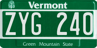 VT license plate ZYG240
