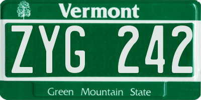 VT license plate ZYG242