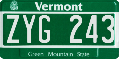 VT license plate ZYG243