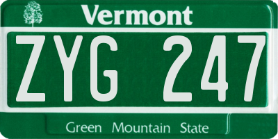 VT license plate ZYG247