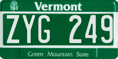 VT license plate ZYG249