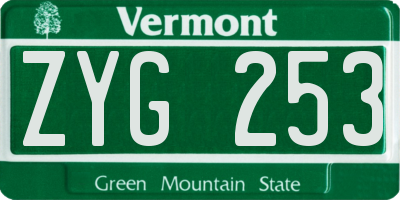 VT license plate ZYG253