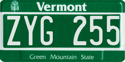 VT license plate ZYG255