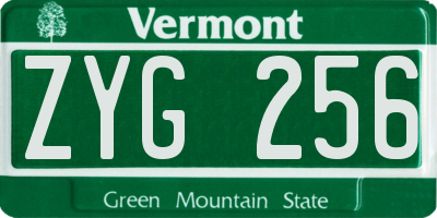 VT license plate ZYG256
