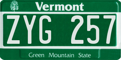 VT license plate ZYG257