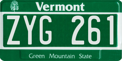 VT license plate ZYG261