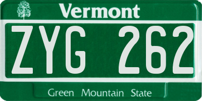 VT license plate ZYG262