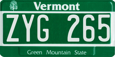 VT license plate ZYG265