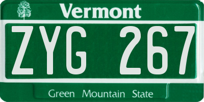 VT license plate ZYG267